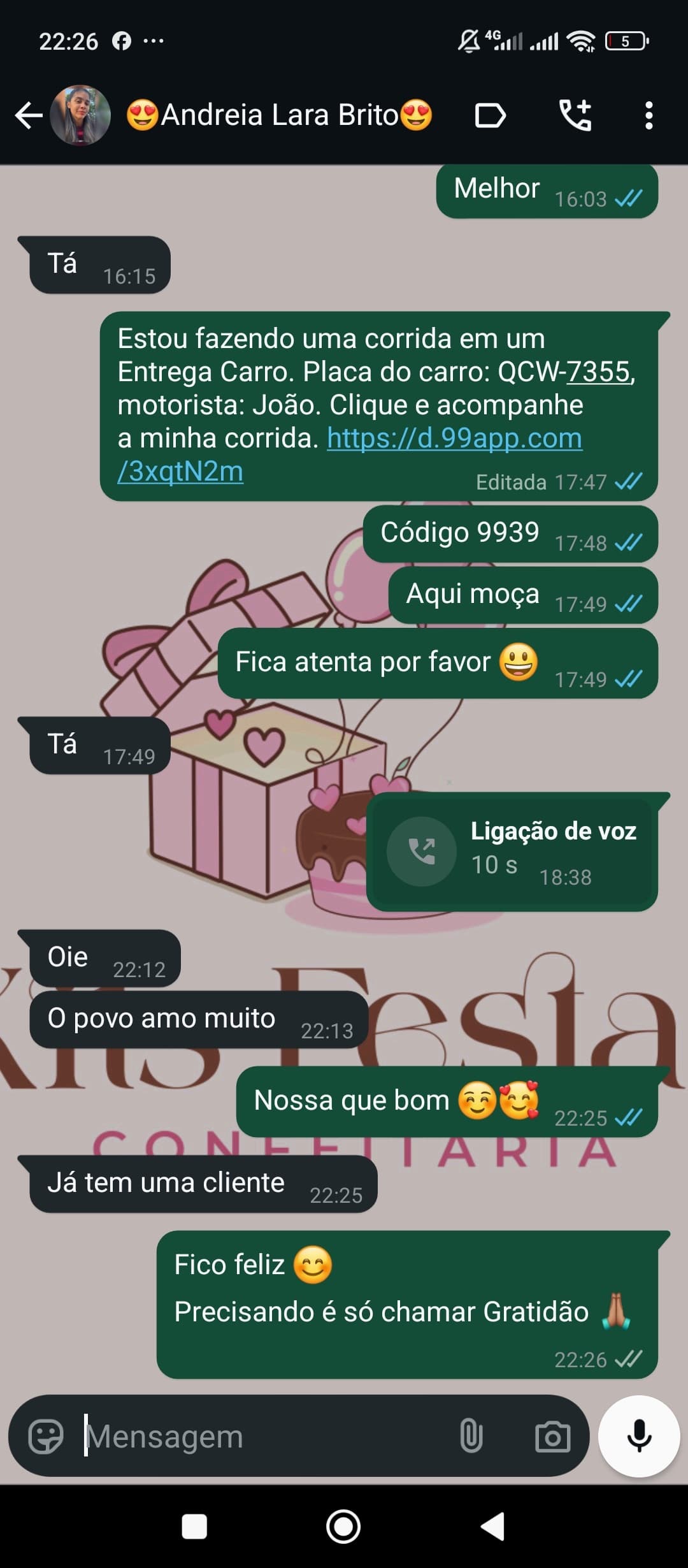 Print de conversa no WhatsApp com cliente