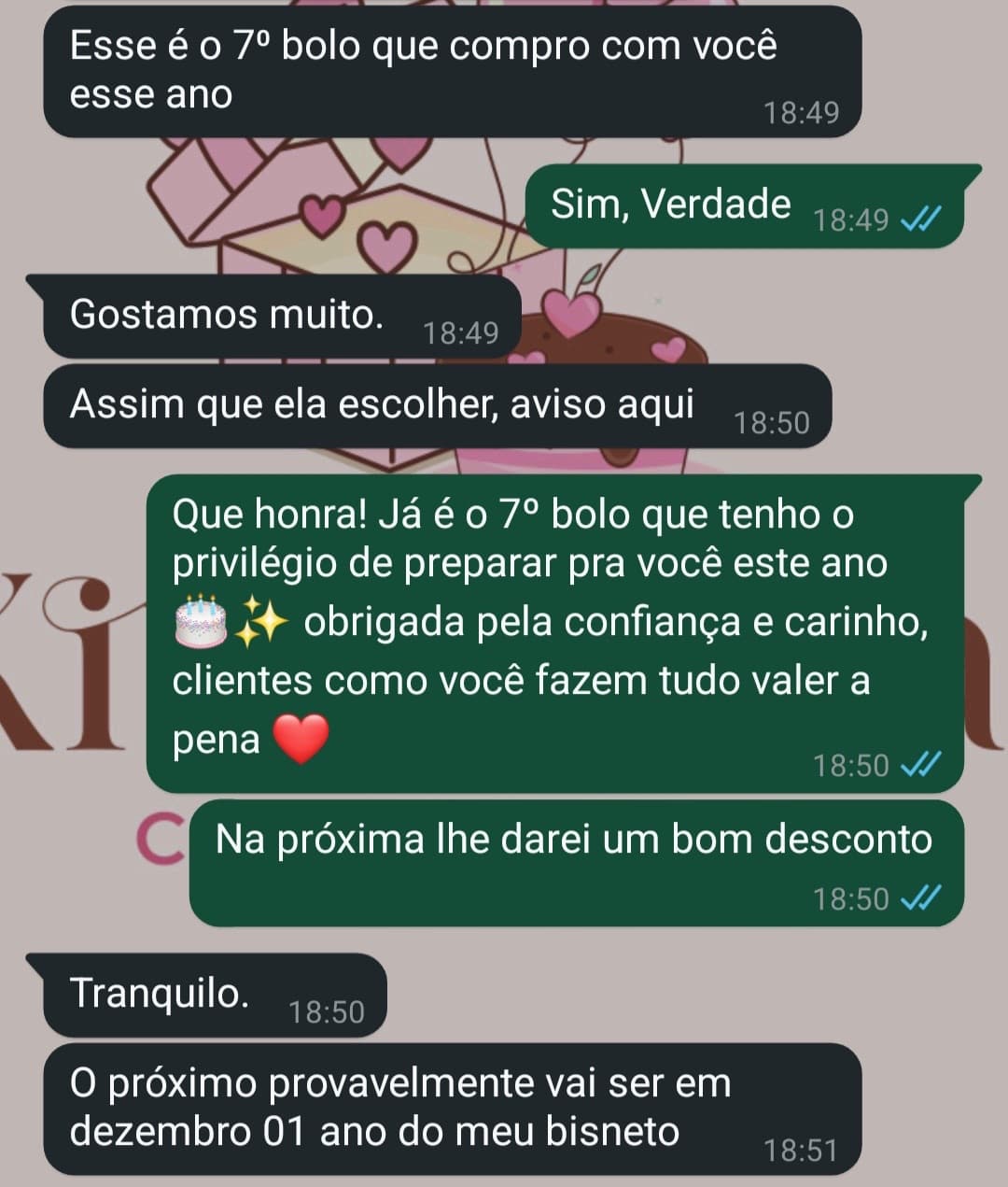 Print de conversa no WhatsApp com cliente