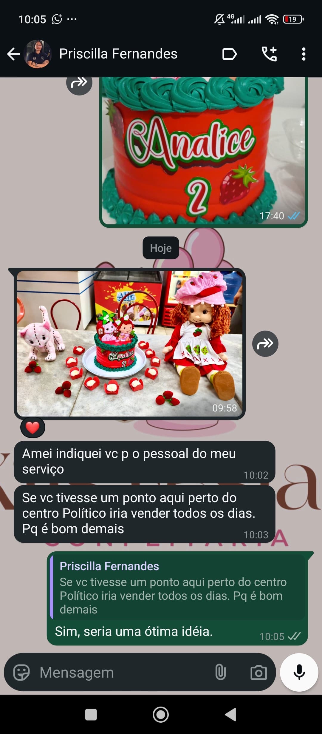 Print de conversa no WhatsApp com cliente