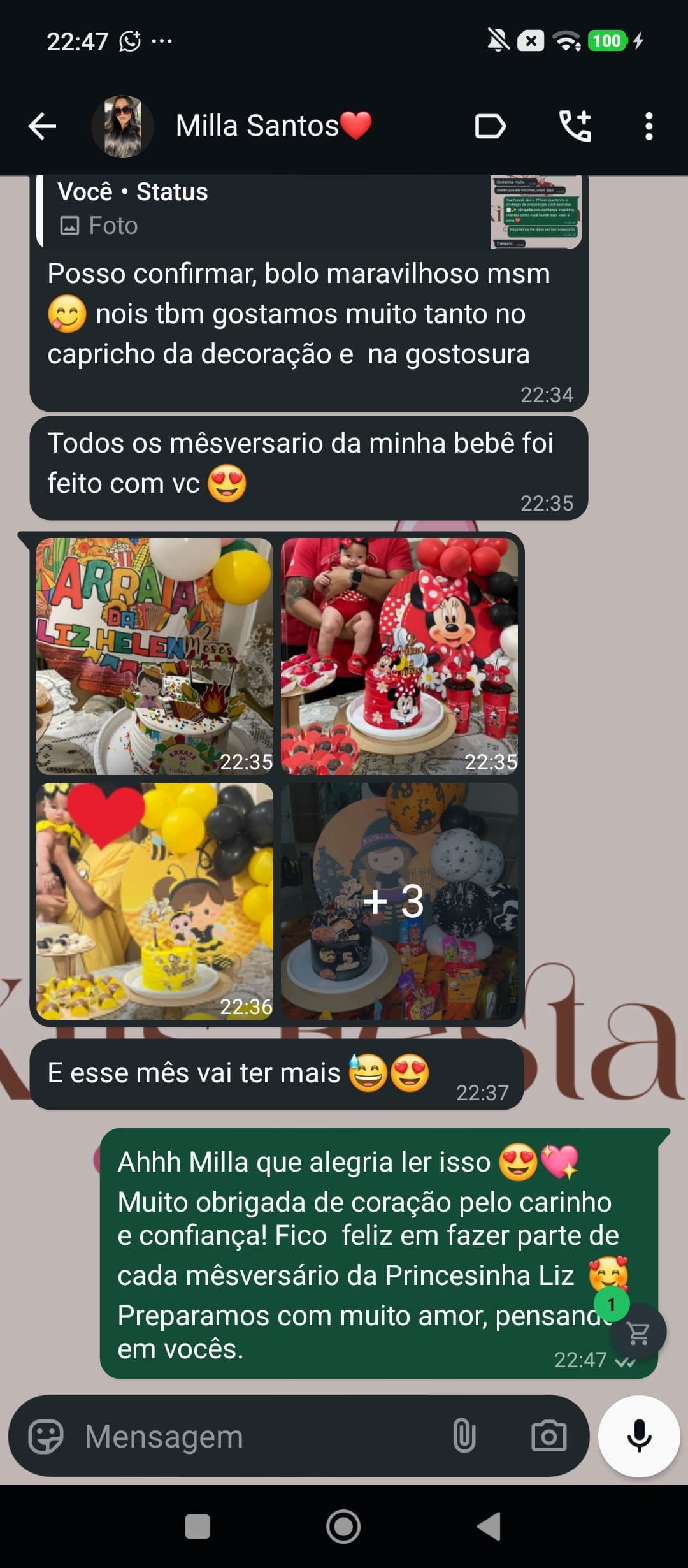 Print de conversa no WhatsApp com cliente