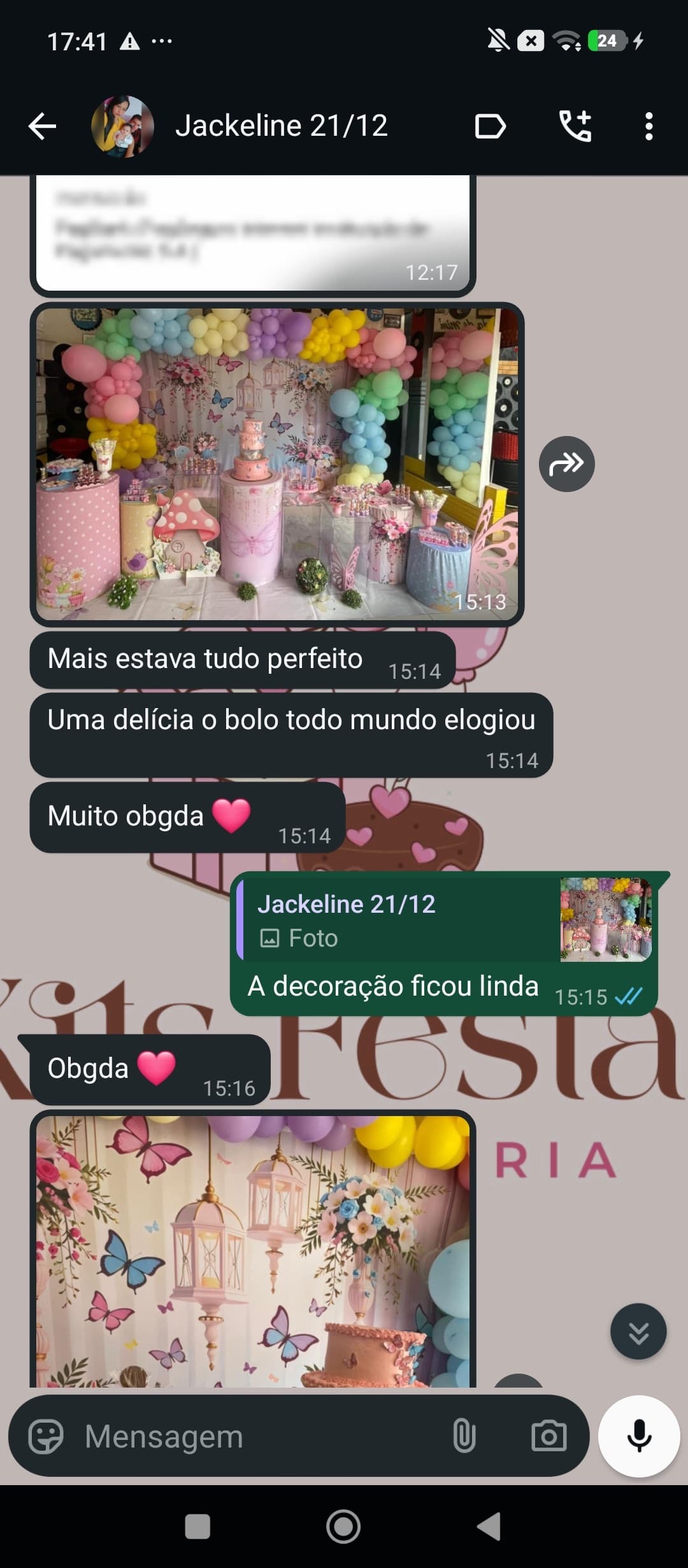 Print de conversa no WhatsApp com cliente