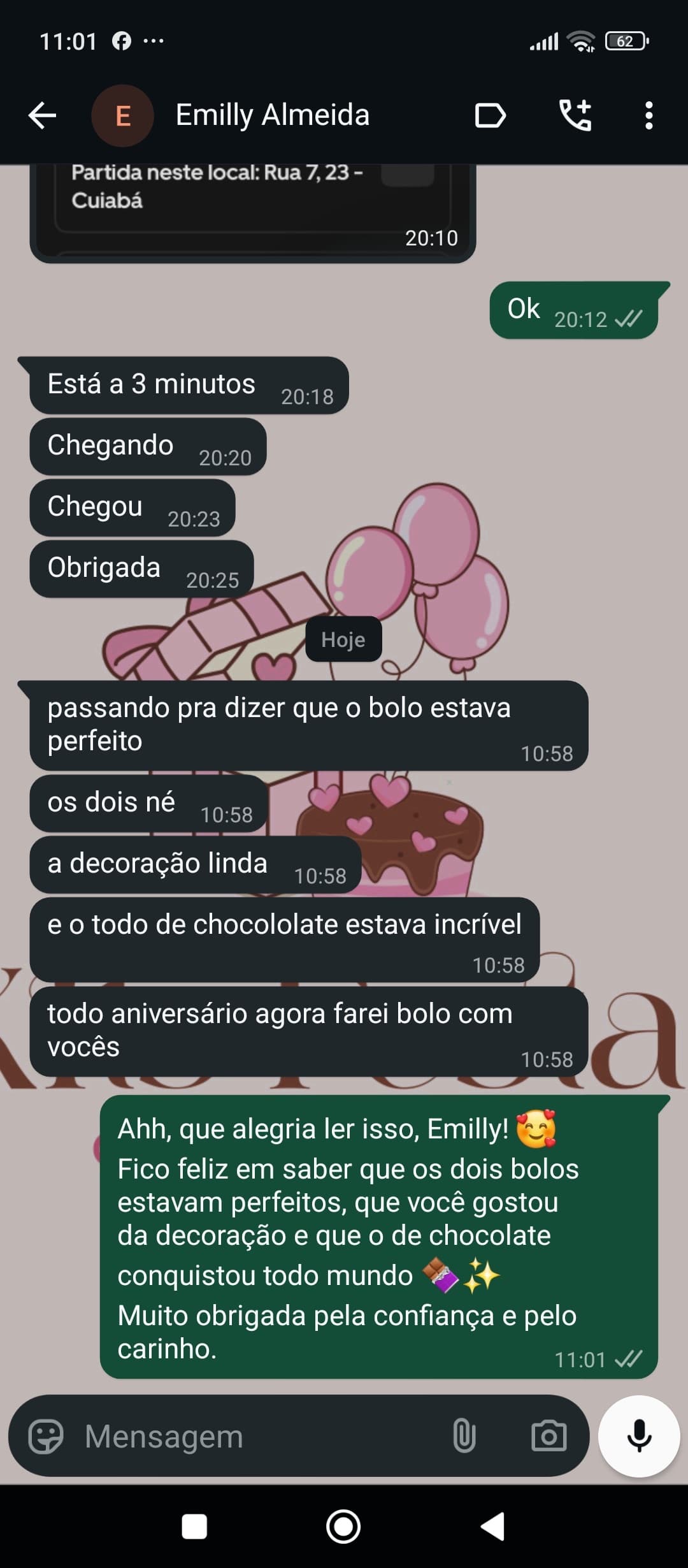 Print de conversa no WhatsApp com cliente